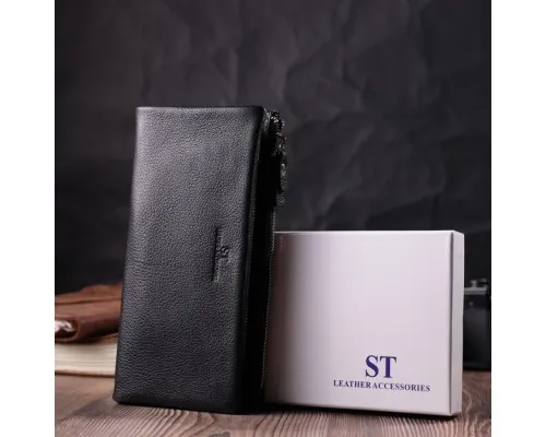 Гаманець ST Leather З натуральної шкіри Чорний (22527)