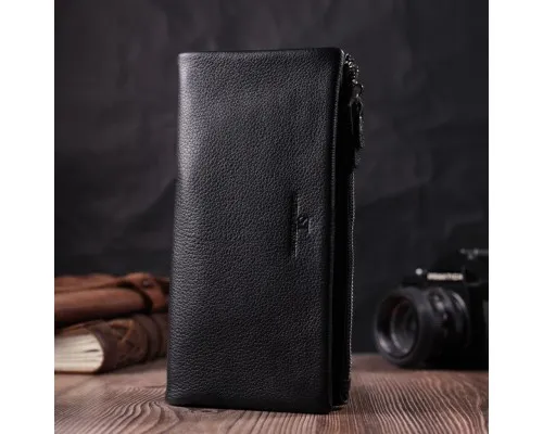 Гаманець ST Leather З натуральної шкіри Чорний (22527)