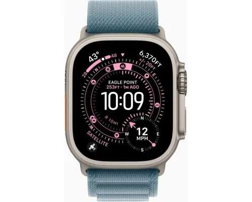 Смарт-годинник Apple Watch Ultra 3 GPS + Cellular 49mm Natural Titanium Case with Light Blue Alpine Loop - Medium (MEWM4QP/A)