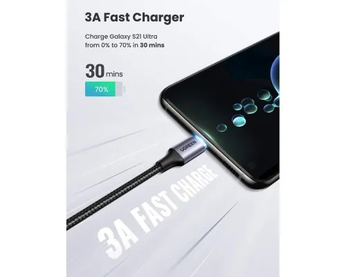 Дата кабель USB-C to USB-C 3.0m 60W US255 90-degree Angle Black Ugreen (80714)