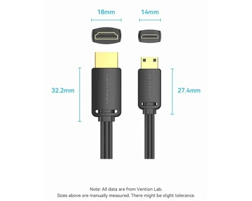 Кабель мультимедійний HDMI M to HDMI mini M 1.5m V2.0 4K60Hz VENTION (AGHBG)