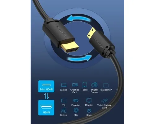 Кабель мультимедійний HDMI M to HDMI mini M 1.5m V2.0 4K60Hz VENTION (AGHBG)