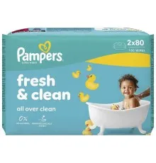 Дитячі вологі серветки Pampers Fresh Clean2x80 шт (160 шт) (8006530135269)
