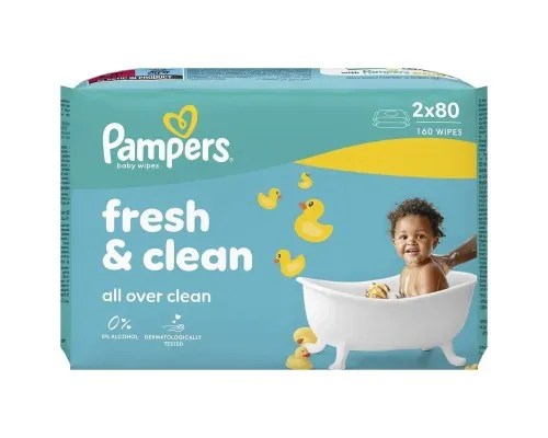 Дитячі вологі серветки Pampers Fresh Clean2x80 шт (160 шт) (8006530135269)