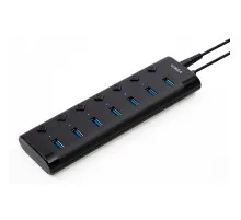 Концентратор Vinga USB3.0 to 7*USB3.0 1m cable with Switch and Power Adapter (VHA3A7B)