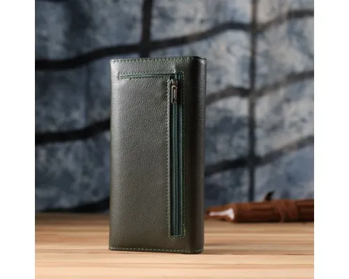Гаманець ST Leather З натуральної шкіри Зелений (23067)