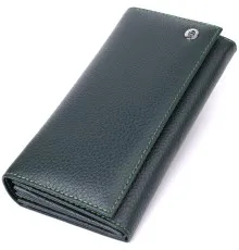 Гаманець ST Leather З натуральної шкіри Зелений (23099)