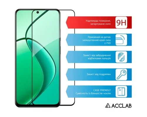 Скло захисне ACCLAB Full Glue Realme 12+ Black (1283126592454)