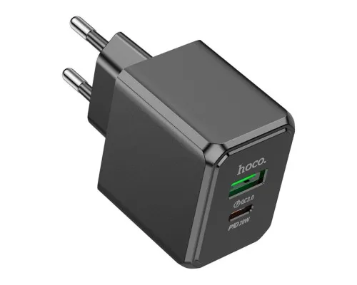 Зарядний пристрій HOCO CS14A Ocean 1xUSB-C PD20W + 1xUSB QC3.0 Black (6942007603898)