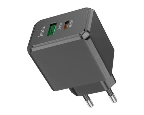 Зарядний пристрій HOCO CS14A Ocean 1xUSB-C PD20W + 1xUSB QC3.0 Black (6942007603898)