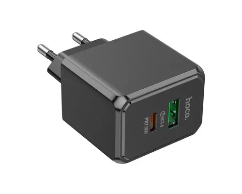 Зарядний пристрій HOCO CS14A Ocean 1xUSB-C PD20W + 1xUSB QC3.0 Black (6942007603898)
