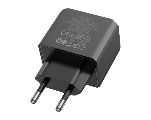 Зарядний пристрій HOCO CS14A Ocean 1xUSB-C PD20W + 1xUSB QC3.0 Black (6942007603898)