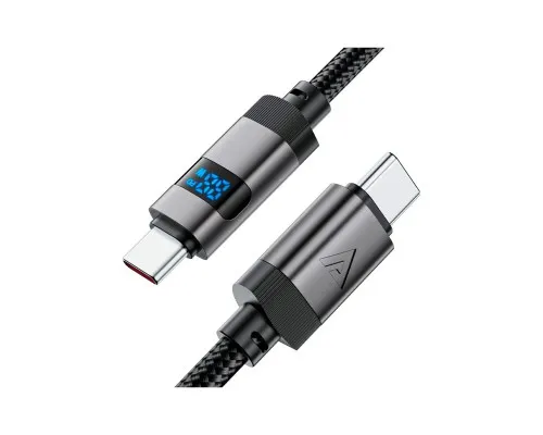 Дата кабель USB-C to USB-C 1.2m 60W digital display C15-03 Black Acefast (6974316283720)