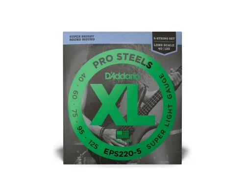 Струни для гітари D'Addario XL ProSteels Bass Super Light 5-String (40-125) (EPS220-5)