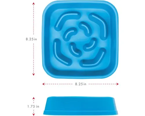 Посуд для собак Dexas Миска Slow Maze Feeder квадратна для повільного годування 960 мл блакитна (0084297309756)