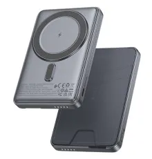 Батарея універсальна HOCO 5000mAh Title PD/20W Magnetic with stand + mini wallet Grey (Q46 / 714988)