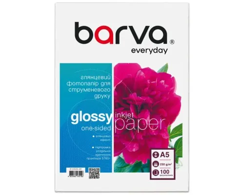 Папір Barva A5, 230 г/м2, Everyday, gloss, 100 с (IP-CE230-451)