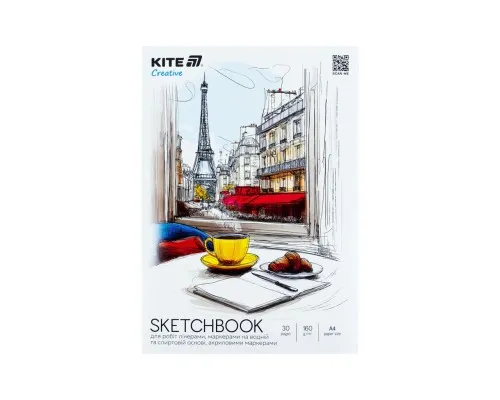 Папір для малювання Kite Скетчбук для робіт маркерами Creative А4, 30 аркушів (K-1281)