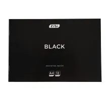 Альбом для малювання ZiBi А4 BLACK, 12 аркушів на скобі (ZB.1421-01)