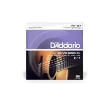 Струни для гітари D'Addario 80/20 Bronze Custom Light (11-52) (EJ13)