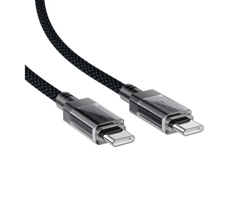 Дата кабель USB-C to USB-C 1.2m 60W stainless steel C12-03 Black Acefast (6974316283317)