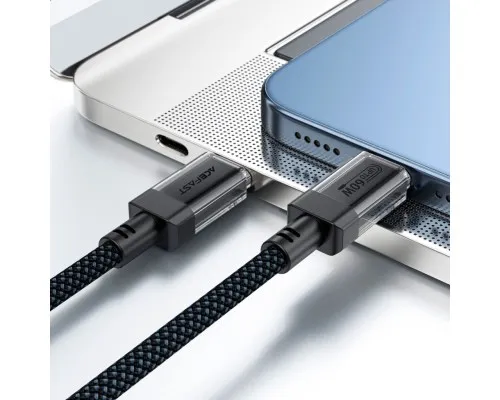 Дата кабель USB-C to USB-C 1.2m 60W stainless steel C12-03 Black Acefast (6974316283317)