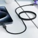 Дата кабель USB-C to USB-C 1.2m 60W stainless steel C12-03 Black Acefast (6974316283317)