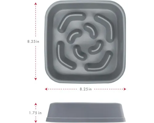 Посуд для собак Dexas Миска Slow Maze Feeder квадратна для повільного годування 960 мл світло-сіра (0084297309923)