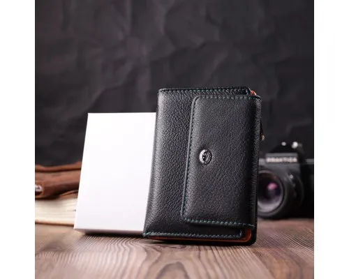 Гаманець ST Leather З натуральної шкіри Чорний (22501)