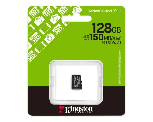 Карта пам'яті Kingston 128GB microSDXC class 10 UHS-I V10 A1 Canvas Select Plus (SDCS3/128GBSP)