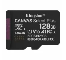 Карта пам'яті Kingston 128GB microSDXC class 10 UHS-I V10 A1 Canvas Select Plus (SDCS3/128GBSP)