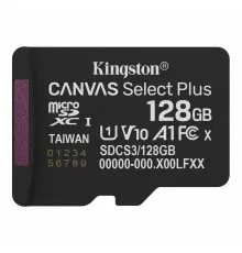 Карта пам'яті Kingston 128GB microSDXC class 10 UHS-I V10 A1 Canvas Select Plus (SDCS3/128GBSP)