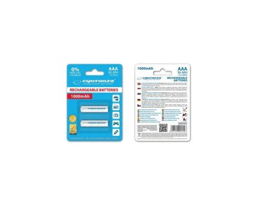 Акумулятор Esperanza AAA 1000mAh Ni-MH * 2 white (EZA101W)