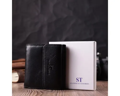 Гаманець ST Leather З натуральної шкіри Чорний (22542)