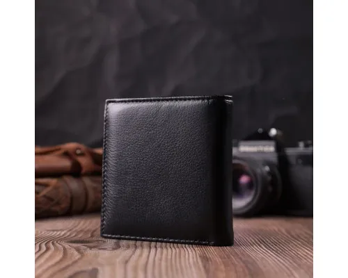 Гаманець ST Leather З натуральної шкіри Чорний (22542)