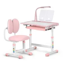 Парта зі стільцем Evo-kids (стол+стул+полка+лампа) Pink (BD-20 PN)