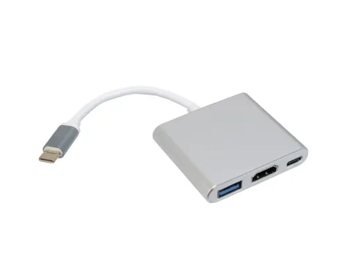 Концентратор Patron USB-C to HDMI + USB 3.0 + USB-C 0.1m silver (ADAPT-PN-TYPE-C-HUB)