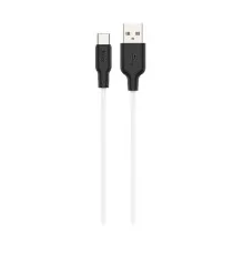 Дата кабель USB 2.0 AM to USB-C 2.0m 3A silicone X21 Plus black+white HOCO (6931474713889)