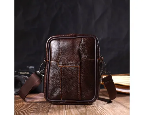Сумка Vintage Чоловіча на пояс з натуральної шкіри Коричнева (21484)