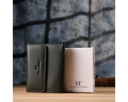Гаманець ST Leather З натуральної шкіри Зелений (23075)