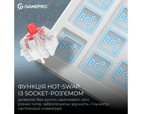 Клавіатура GamePro Asgard Ragnar Wireless/Bluetooth/USB UA White (MK285WH)