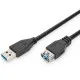Дата кабель USB 3.0 AM/AF 3.0m black Digitus (AK-300203-030-S)