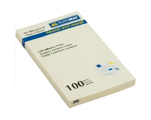Папір для нотаток Buromax with adhesive layer 76x127мм, 100sheets, yellow (BM.2314-01)