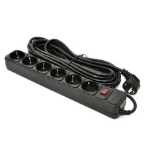 Мережевий фільтр живлення Patron 10 m3*1mm2 (SP-10610) 6 розеток BLACK (EXT-PN-SP-10610)