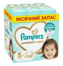 Підгузки Pampers Premium Care Розмір 5 (11-16 кг) 148 шт (8006540855973)