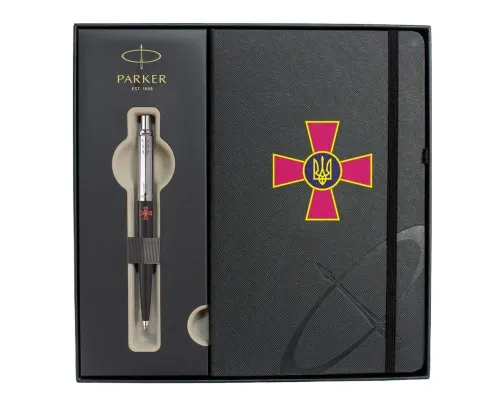 Ручка кулькова Parker JOTTER 17 Originals ARMY Black CT BP Емблема ЗСУ + блокнот Parker + подар.упаковка (15632b24_W0010u)
