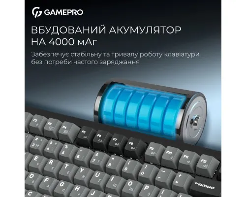Клавіатура GamePro Asgard Yord Wireless/Bluetooth/USB UA Black (MK266BK)