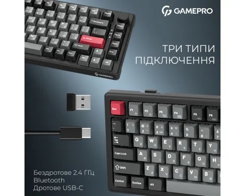 Клавіатура GamePro Asgard Yord Wireless/Bluetooth/USB UA Black (MK266BK)