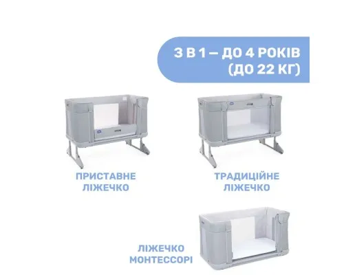 Ліжечко Chicco Next2Me Forever 3 в 1 Сіре (79650.61)