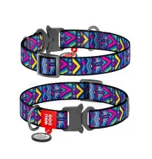 Нашийник для тварин WAUDOG Nylon з QR паспортом "Інді" металева пряжка-фастекс XXL (4535-0016)